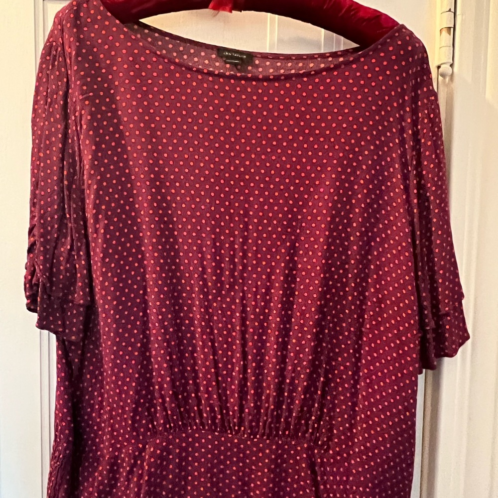 Ann Taylor Polka Dot Blouse, Size Large